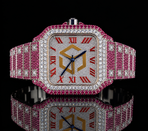 Luxury Iced Out Moissanite Diamond Hip Hop Quartz <b>Watch</b> Men Polygon Analog Wristwatch - Product Image 3