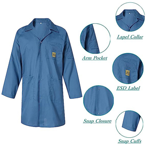 Bata de Laboratorio Antiestática ESD de Manga Larga, Ropa de Trabajo con Control de Electricidad Estática, Bata Protectora con Múltiples Bolsillos para la Industria de Salas Limpias - Product Image 4