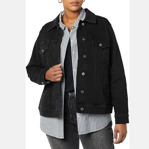 Men's Black Denim Jacket Casual Turn-down Collar <b>Button</b> Front Solid Color Washed Cotton Regular Fit Autumn Style - Product Image 4