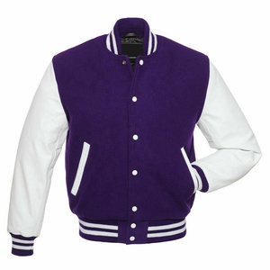 Custom Quality Plain Wool Baseball Varsity <b>Jackets</b> with <b>Leather</b> Sleeves - Product Image 4