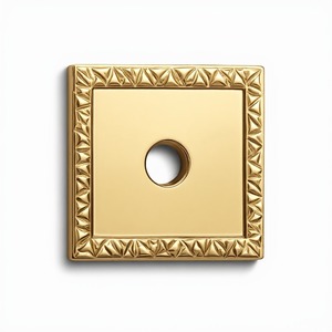 Traditional Square Brass Backplate With Decorative Border And Central Hole - Product Image 2