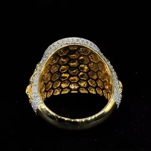 Designer Unisex Moissanite <b>Cocktail</b> <b>Ring</b> 10/14/18K White Rose Yellow <b>Gold</b> Rhodium Plated Channel Setting Luxury KRISHNAM JEWELS - Product Image 4