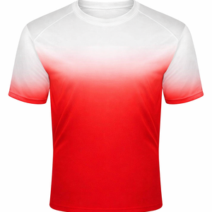 Camiseta de Manga Corta para Hombre, Color Degradado, Cuello Redondo, Corte Regular, Secado Rápido, Tejido de Poliéster, Estilo Deportivo Casual - Product Image 3