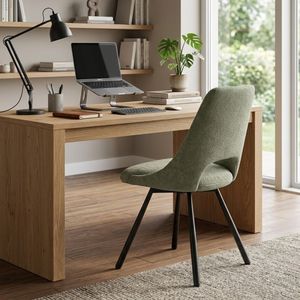 Chaise de salle à manger rembourrée moderne avec dossier ergonomique, chaise de salle à manger en tissu avec pieds en métal robustes pour salle à manger, cuisine, restaurant - Product Image 3