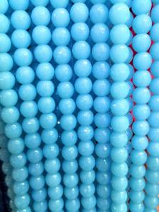 Cuentas de jade azul facetadas redondas de piedra natural para pulsera, fabricación de joyería DIY - Product Image 5