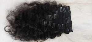 ผมแท้จากอินเดียแบบ Remy  ทรง Jerry Curl  แบบคลิปต่อผม  เย็บสองชั้น  น้ำหนัก 100 กรัม  ขายส่งแบบแพ็ค - Product Image 1