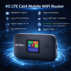 Routeur Wifi de poche DNXT 3000mAh avec écran LCD, routeur Wifi de voiture 2.4GHz Cat4, Wifi <span class=keywords><strong>mobile</strong></span> sans fil Type-C, routeur Wifi portable pour les voyages - Product Image 2