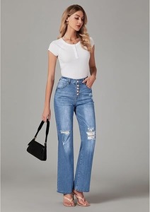 Women's <b>Boot</b> Cut Jeans Workwear Office Casual Weekend Daily Wear Cotton Vintage Knee-Length Light Wash - Product Image 5