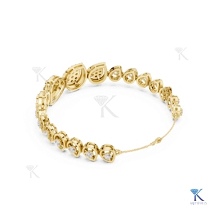 Luxury 14K <b>Solid</b> <b>Gold</b> Unisex Tennis Bracelet Brilliant Cut Lab Grown Diamond Centerpiece Halo Side Diamonds Party Gift - Product Image 4