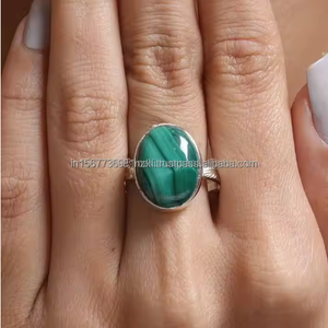 Anillo hecho a mano de alta calidad para mujer, Plata de Ley 925, piedras preciosas de malaquita, anillo de energía de diseñador, rodio, regalo perfecto para ella - Product Image 4