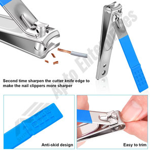 Étui élégant bleu, ensemble de manucure 10 pièces, kit de coupe-ongles de voyage mini, outils de soin des pieds, kit de toilettage en acier inoxydable - Product Image 3