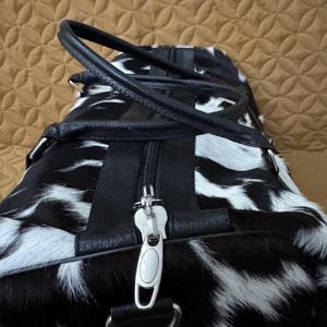 Luxury Genuine <b>Leather</b> Hair-On Hide Fashion Travel Duffel <b>Bag</b> Zipper Closure Custom Logo Lightweight 20-35L Capacity LHODB-0061 - Product Image 6