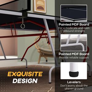 Tavolo da Ping Pong Pieghevole Grigio Antracite con Racchette Palline e Rete; Accessori Sportivi in Acciaio e MDF da 25mm - Product Image 6