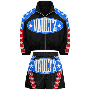 Mens Premium 120 GSM Polyester Windbreaker Short Set Green <b>Pink</b> Panel Design Custom Sublimation Print Logo plus size - Product Image 5