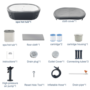 Vasca Idromassaggio Gonfiabile Ovale Portatile per 2 Persone con 180 Getti a Bolle, Copertura, Cartucce Filtranti e Pompa - Product Image 4