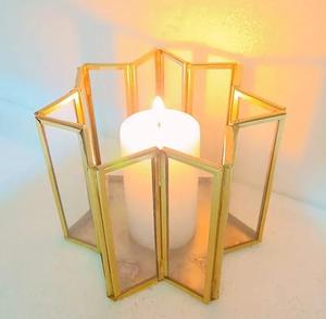 Exclusive Handmade Customized Gold <b>Brass</b> Metal Bevel Glass <b>Lantern</b> Candle Holder for Home Decoration Weddings/Events Christmas - Product Image 3