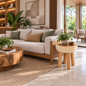 Mesa Auxiliar Redonda Moderna de Madera Suar Premium, Venta al por Mayor, para Proyectos de Interiores de Hoteles, Resorts y Salas de Estar - Product Image 6