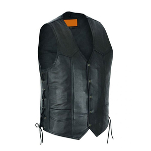 Chaleco de Cuero PU de Primera Calidad con Estampado de Bandera Americana, Estilo Motero, Cierre de Cremallera Frontal, Cuello Camisero, Ropa Exterior para Hombre - Product Image 3