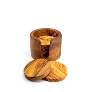 Artisan Crafted Wooden Coaster Set With Natural Wood Grain Texture Durable Reusable Drink Protection Mats - Product Image 3