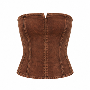 Haut bustier en jean floral grande taille 2026 pour femme – Coupe courte décontractée, respirant, haute qualité – Prix de gros - Product Image 4