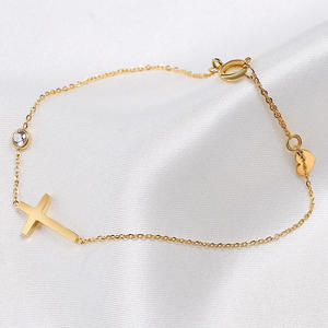 Pulsera de Cruz Ortodoxa Chapada en Oro con Estrella y Cadena de Eslabones con Circonitas, Joyería Religiosa Unisex - Product Image 5