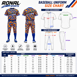 RONAL SPORTS Custom Sublimated Baseball Uniform Men's Camouflage Jersey Pants Set Moisture Wicking All Seasons - Product Image 6