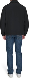 Men's Black Windproof Casual Shirt Jacket With Zipper Closure And Button Front Regular Fit Turn-down Collar Polyester Shell - Product Image 4