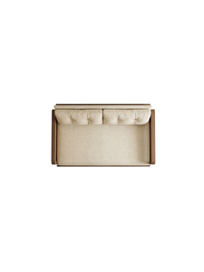 Minimalist Wood Frame Sofa <b>Bed</b> with Fabric Cushion Convertible Design 3 Seater Living Room Furniture - Product Image 3