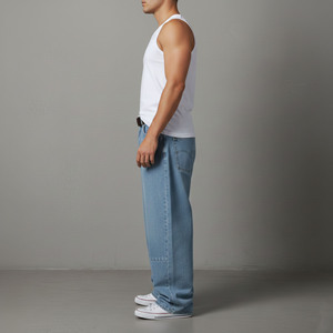 High Quality 100% Cotton Acid Custom DTF Printed Logo Breathable Stonewashed Style Denim Baggy Hip Hop streetwear Men's pants - Product Image 6