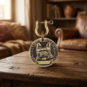 Pets Brass Round Shape Dog Print Collar Tag Charm for Dogs & Puppies Personalized Pet ID Name Tag Durable Brass Pendant - Product Image 6