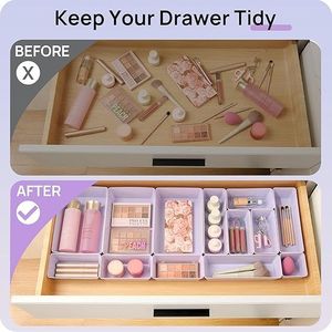 25 PCS Plastic Storage Bins & <b>Boxes</b> Versatile 4-Size Bathroom Vanity Drawer Organizer Trays <b>Makeup</b> Bed Storage Bins Set of 25 - Product Image 4