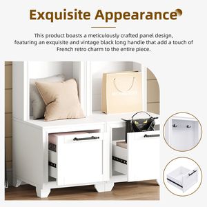 ชุดราวแขวนเสื้อผ้าแบบตั้งพื้น TREND Elegant รุ่น 2 ชิ้น แบบอเนกประสงค์ 3-in-1 พร้อมที่จับสไตล์เรโทรสีดำและที่นั่ง - Product Image 6