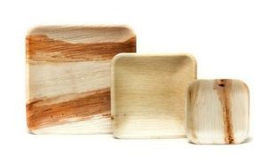 Assiettes en feuilles de palmier de qualité export pour la restauration, les buffets et les événements, assiettes carrées de 8 pouces pour les restaurants et les hôtels, présentation alimentaire - Product Image 1