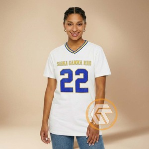 T-shirt personnalisé pour femmes GREEK TREASURES Sigma Gamma Rho, vêtements de sororité, été, écologique, anti-rétrécissement, 100% coton, col en V - Product Image 6