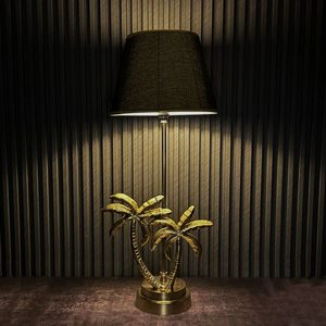Palm Tree Antique Brass Gold Metal Electrical <b>Table</b> Lamp Vintage Tropical Desk Lamp Decorative <b>Bedside</b> Living Room Home Decor - Product Image 5