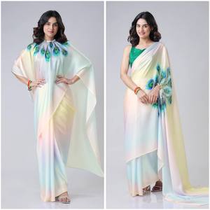 Ready-to-Wear Chiffon Saree with Hand <b>Kaftan</b> Style for Party Wear - Product Image 1