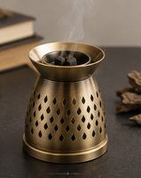 Pembakar Bakhoor Logam Desain Berlubang Dekoratif Tempat Dupa Arang Pembakar Aroma Rumah Arab