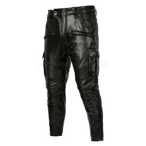 Pantalones de Cuero para Hombre a la Moda, Corte Recto, Ligeros, Casuales, Suaves, Cómodos, Duraderos, Ropa Urbana Moderna - Product Image 2