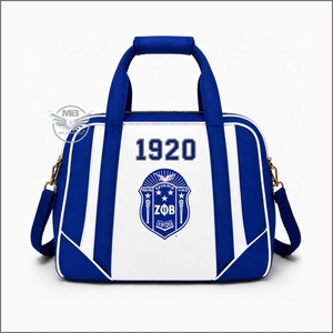 เซต้า ฟี เบต้า 1920 กระเป๋าดัฟเฟิลสีน้ำเงินขาว ปิดด้วยซิป กระเป๋าเดินทางวันหยุดสุดสัปดาห์ ไนลอนทนทาน - Product Image 1