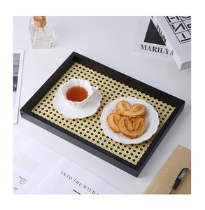 Rounded Modern Cane Woven Serving Storage <b>Tray</b> For Coffee Snacks <b>Breakfast</b> Latest Rattan Vanity <b>Tray</b> For Kitchenware Tableware - Product Image 6