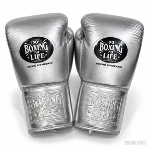 No Boxing No Life Gold Leather Boxing Gloves Silver Lace-Up Full Finger Breathable Training Gear Customizable Adults Pakistan - Product Image 1