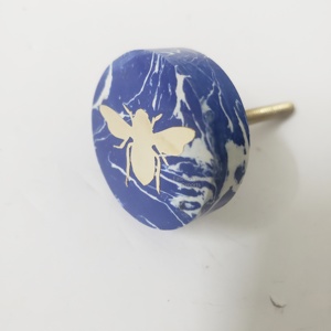 Handcrafted Solid Marble <b>Knobs</b> Bee Inlay Decorative Drawer Handles for Dressers, Cabinets & Furniture - Product Image 1