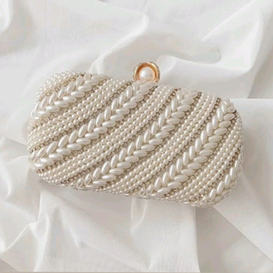 Modern Pearl Embellished Beaded Bridal Clutch Handmade Flower Crystal Evening Purse Custom <b>Wedding</b> Decoration Gift - Product Image 2