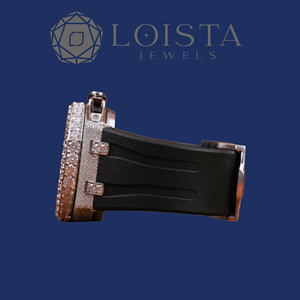 LOISTA นาฬิกาโครโนกราฟเพชรหรูหราสำหรับผู้ชาย ตัวเรือนสแตนเลส สายยาง ระบบควอตซ์แบบแอนะล็อก หน้าปัดรูปหลายเหลี่ยมขนาด 43 มม. - Product Image 2