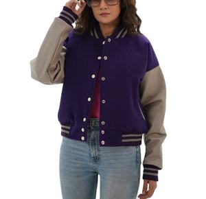 Chaqueta universitaria de lana para mujer al por mayor con diseño tejido bordado Color personalizado y manga larga transpirable de alta calidad - Product Image 5