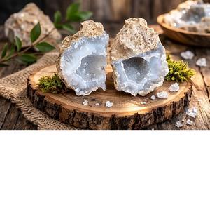 Soha Agate - Par de Geodas Naturales Pulimentadas de Cristal para Decoración del Hogar, Feng Shui, Amor Animal (Venta Rápida) - Product Image 1