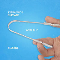 Ensemble d'outils professionnels de nettoyage de la langue en acier inoxydable avec logo personnalisé, réutilisables et de haute qualité pour adultes