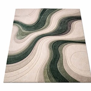 Alfombra Moderna Abstracta Gris con Patrón en Capas, Alfombra de Lana Suave y Lujosa, Tapete de Diseño para Sala de Estar, Dormitorio y Decoración del Hogar - Product Image 5