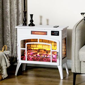 Stufa Elettrica con Caminetto Bianco da 1500W, Riscaldatore a Infrarossi con Fiamma Realistica e Temperatura Regolabile, Materiale in Vetro per Uso Domestico - Product Image 2
