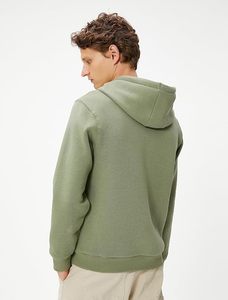 Sweat-shirt à capuche pour homme, vert uni, coupe oversize, 100% coton molletonné, décontracté, pour l'automne, avec poches, anti-rétrécissement, 370g, fermeture éclair - Product Image 2